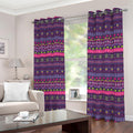Purple Native Tribal Pattern Print Extra Wide Grommet Curtains