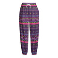 Purple Native Tribal Pattern Print Fleece Lined Knit Pants