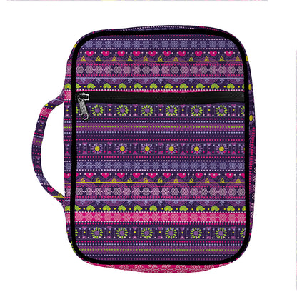 Purple Native Tribal Pattern Print Front Pocket Bible Bag