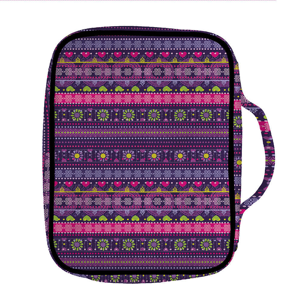 Purple Native Tribal Pattern Print Front Pocket Bible Bag