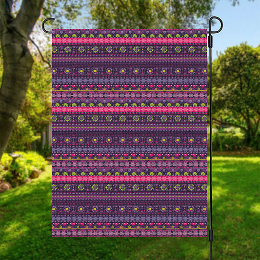 Purple Native Tribal Pattern Print Garden Flag