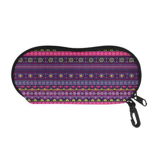 Purple Native Tribal Pattern Print Glasses Case