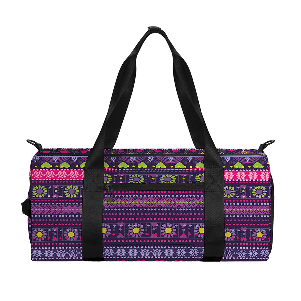 Purple Native Tribal Pattern Print Gym Bag
