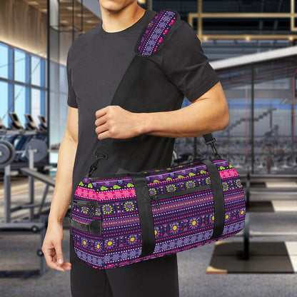 Purple Native Tribal Pattern Print Gym Bag