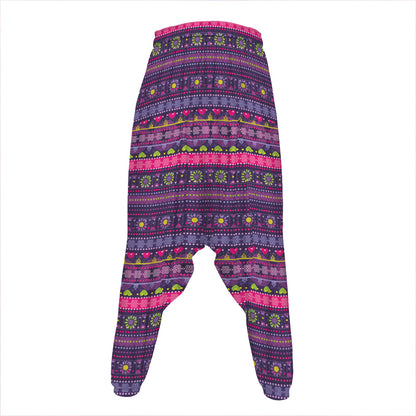 Purple Native Tribal Pattern Print Hammer Pants