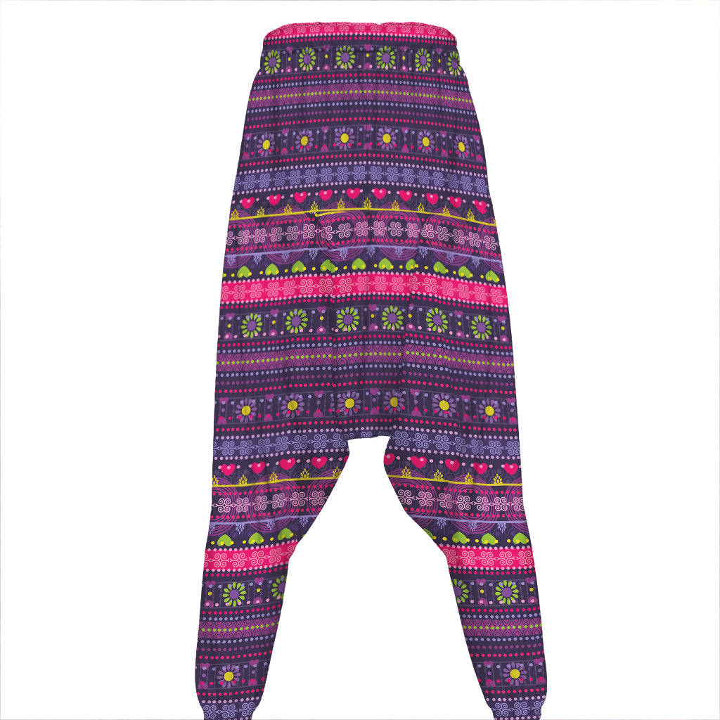 Purple Native Tribal Pattern Print Hammer Pants