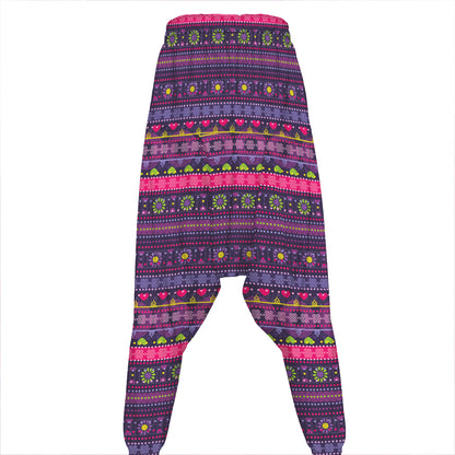 Purple Native Tribal Pattern Print Hammer Pants
