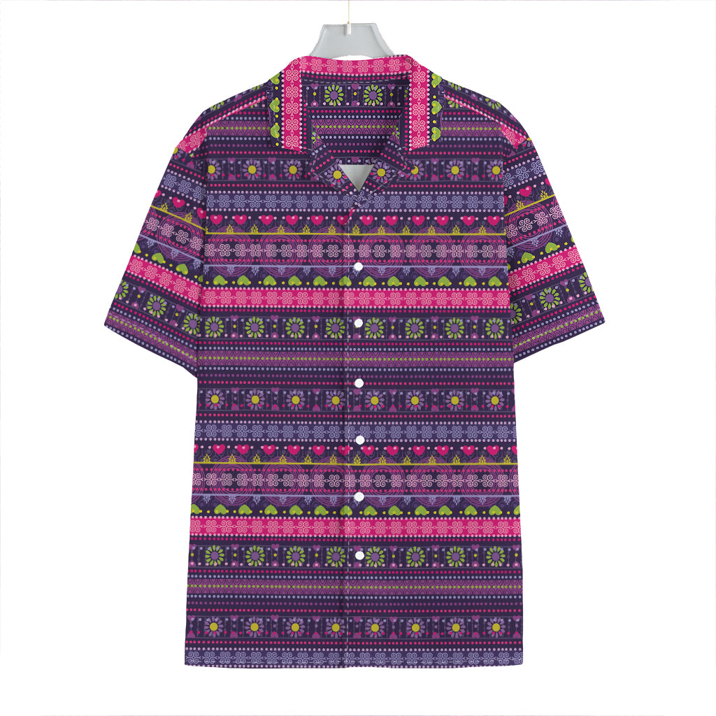 Purple Native Tribal Pattern Print Hawaiian Shirt