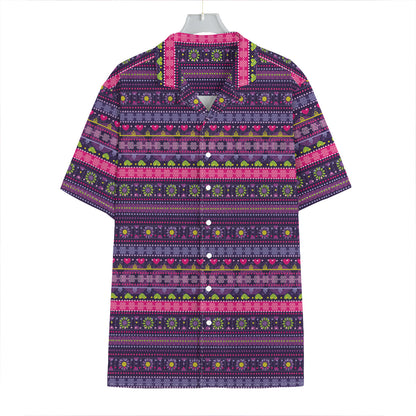 Purple Native Tribal Pattern Print Hawaiian Shirt
