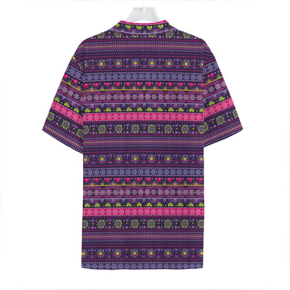 Purple Native Tribal Pattern Print Hawaiian Shirt