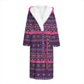 Purple Native Tribal Pattern Print Hooded Bathrobe