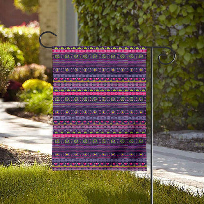 Purple Native Tribal Pattern Print House Flag