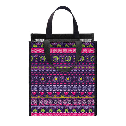 Purple Native Tribal Pattern Print Insulated Lunch Tote