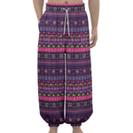 Purple Native Tribal Pattern Print Lantern Pants