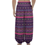 Purple Native Tribal Pattern Print Lantern Pants