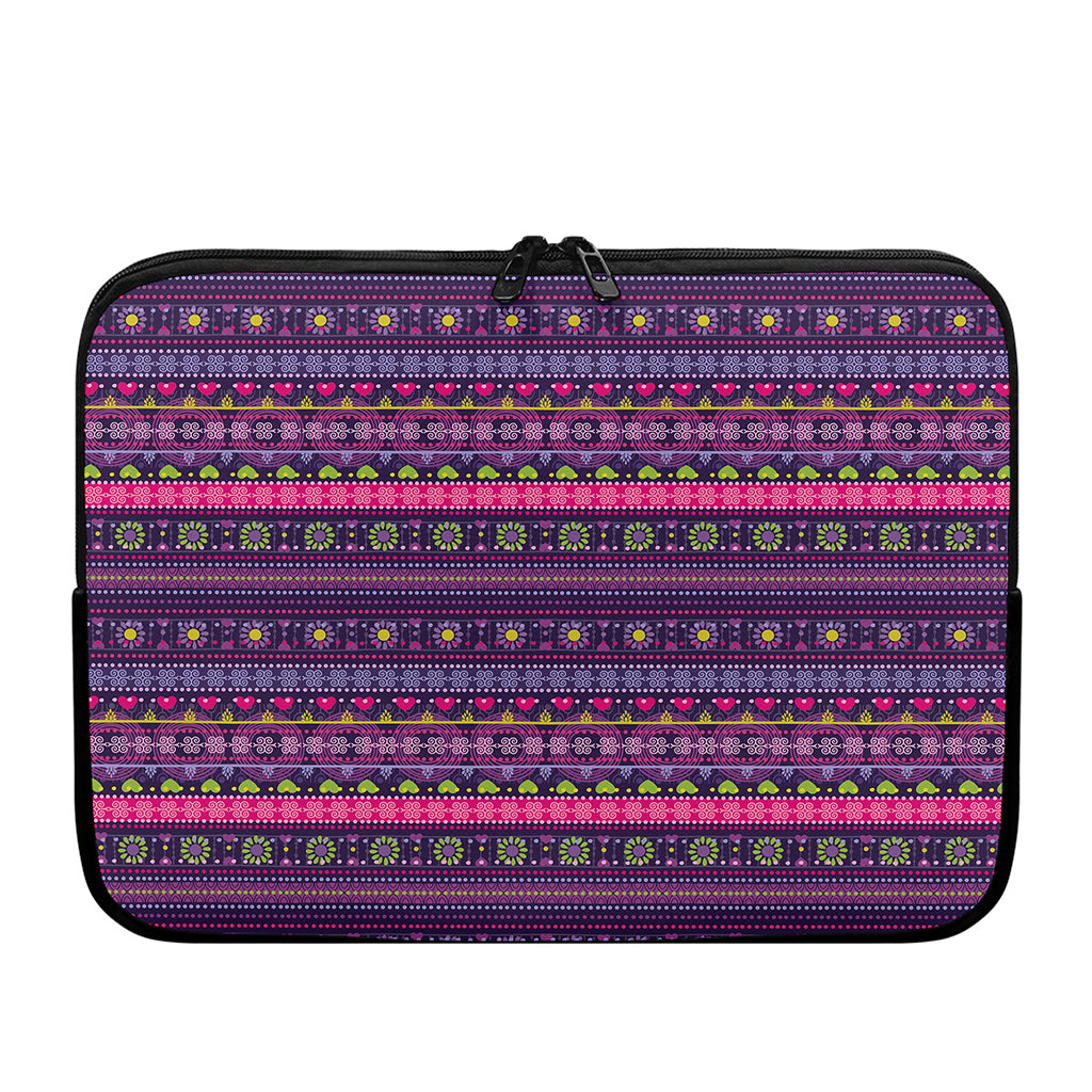 Purple Native Tribal Pattern Print Laptop Sleeve