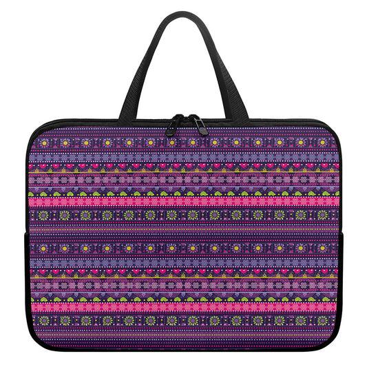 Purple Native Tribal Pattern Print Laptop Sleeve With Handle