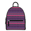 Purple Native Tribal Pattern Print Leather Backpack