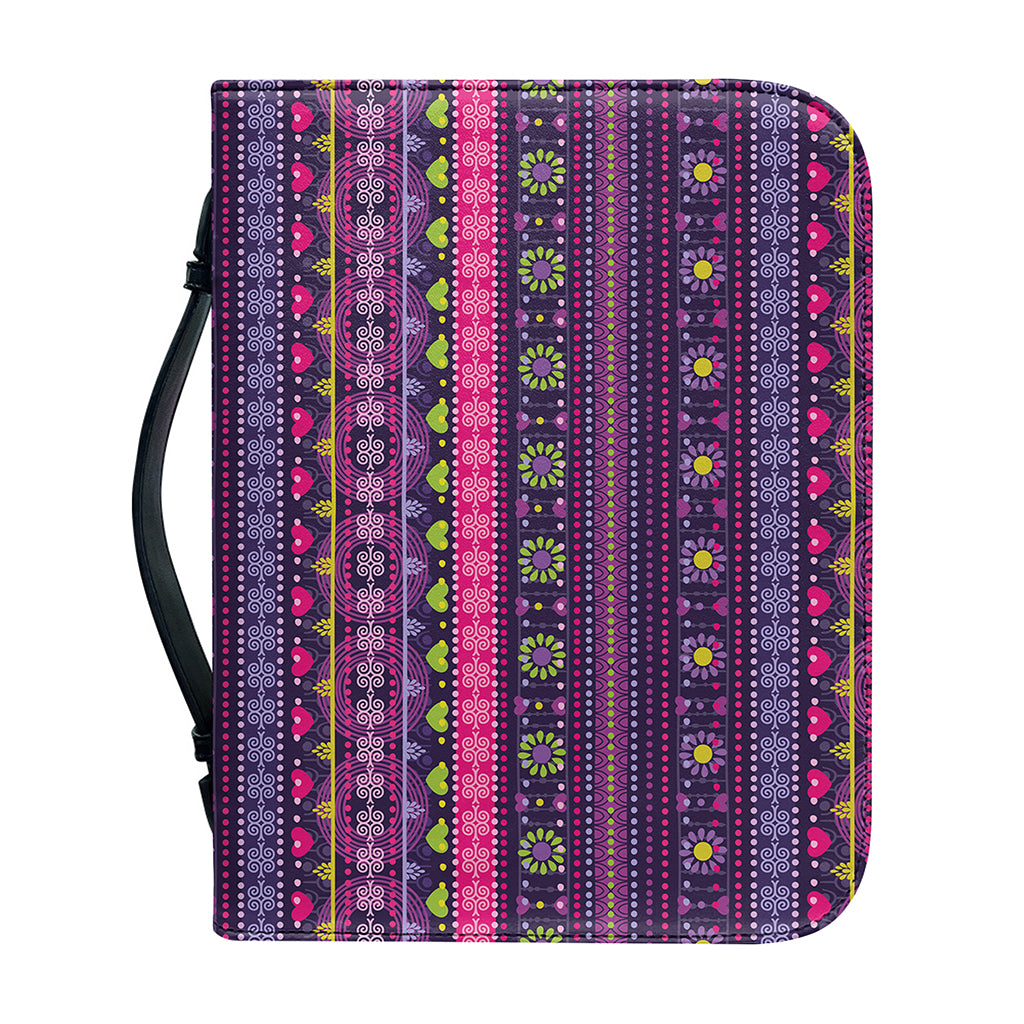 Purple Native Tribal Pattern Print Leather Bible Cover