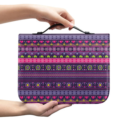 Purple Native Tribal Pattern Print Leather Bible Cover