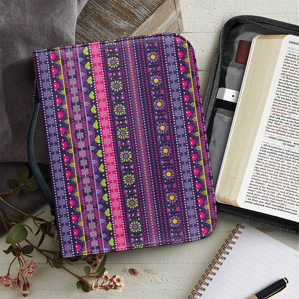 Purple Native Tribal Pattern Print Leather Bible Cover