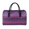 Purple Native Tribal Pattern Print Leather Duffel Bag