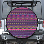 Purple Native Tribal Pattern Print Leather Spare Tire Cover