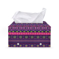 Purple Native Tribal Pattern Print Leather Tissue Box Cover