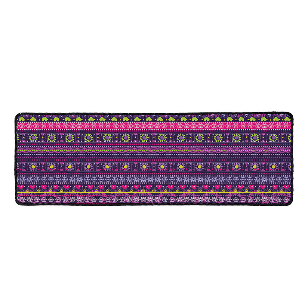 Purple Native Tribal Pattern Print Long Kitchen Mat