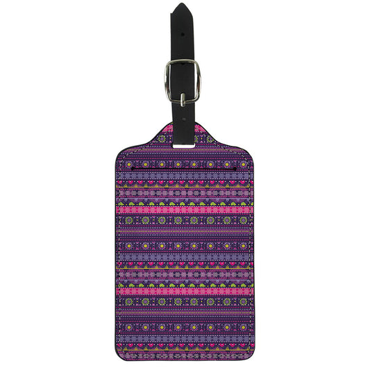 Purple Native Tribal Pattern Print Luggage Tag
