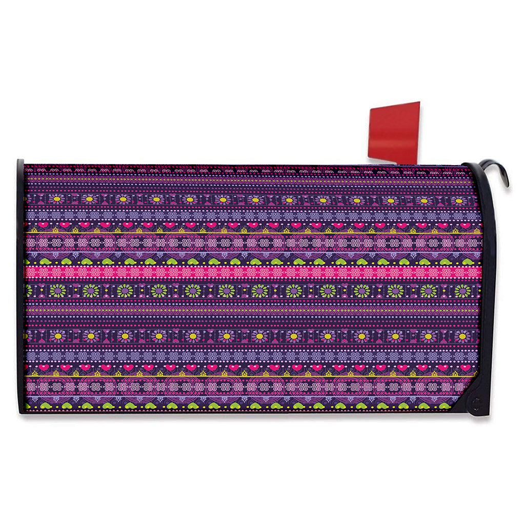 Purple Native Tribal Pattern Print Mailbox Cover