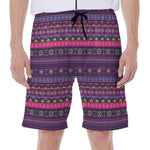 Purple Native Tribal Pattern Print Men's Beach Shorts
