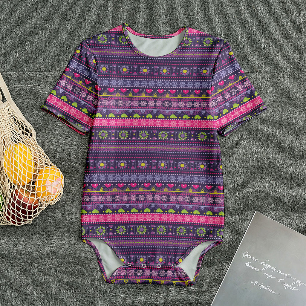 Purple Native Tribal Pattern Print Men's Bodysuit