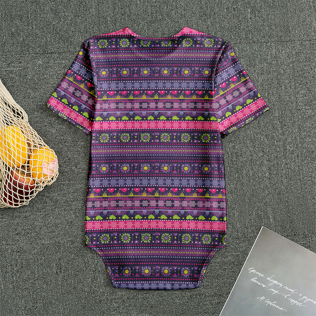 Purple Native Tribal Pattern Print Men's Bodysuit