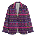 Purple Native Tribal Pattern Print Men's Cotton Blazer