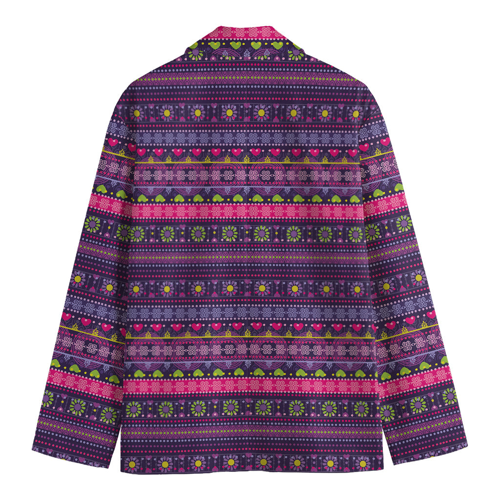 Purple Native Tribal Pattern Print Men's Cotton Blazer