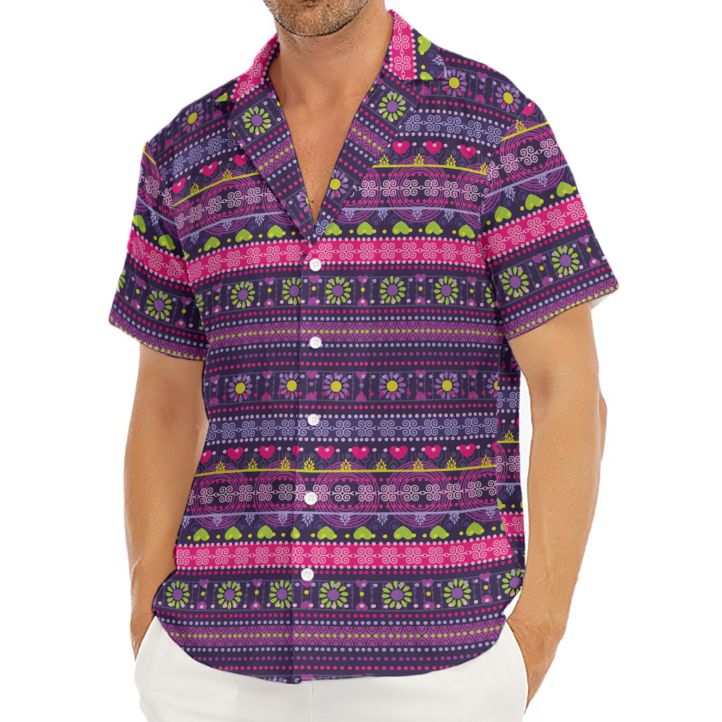 Purple Native Tribal Pattern Print Men's Deep V-Neck Shirt