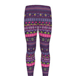 Purple Native Tribal Pattern Print Men's leggings
