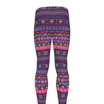 Purple Native Tribal Pattern Print Men's leggings