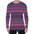 Purple Native Tribal Pattern Print Men's Long Sleeve T-Shirt