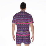 Purple Native Tribal Pattern Print Men's Rompers