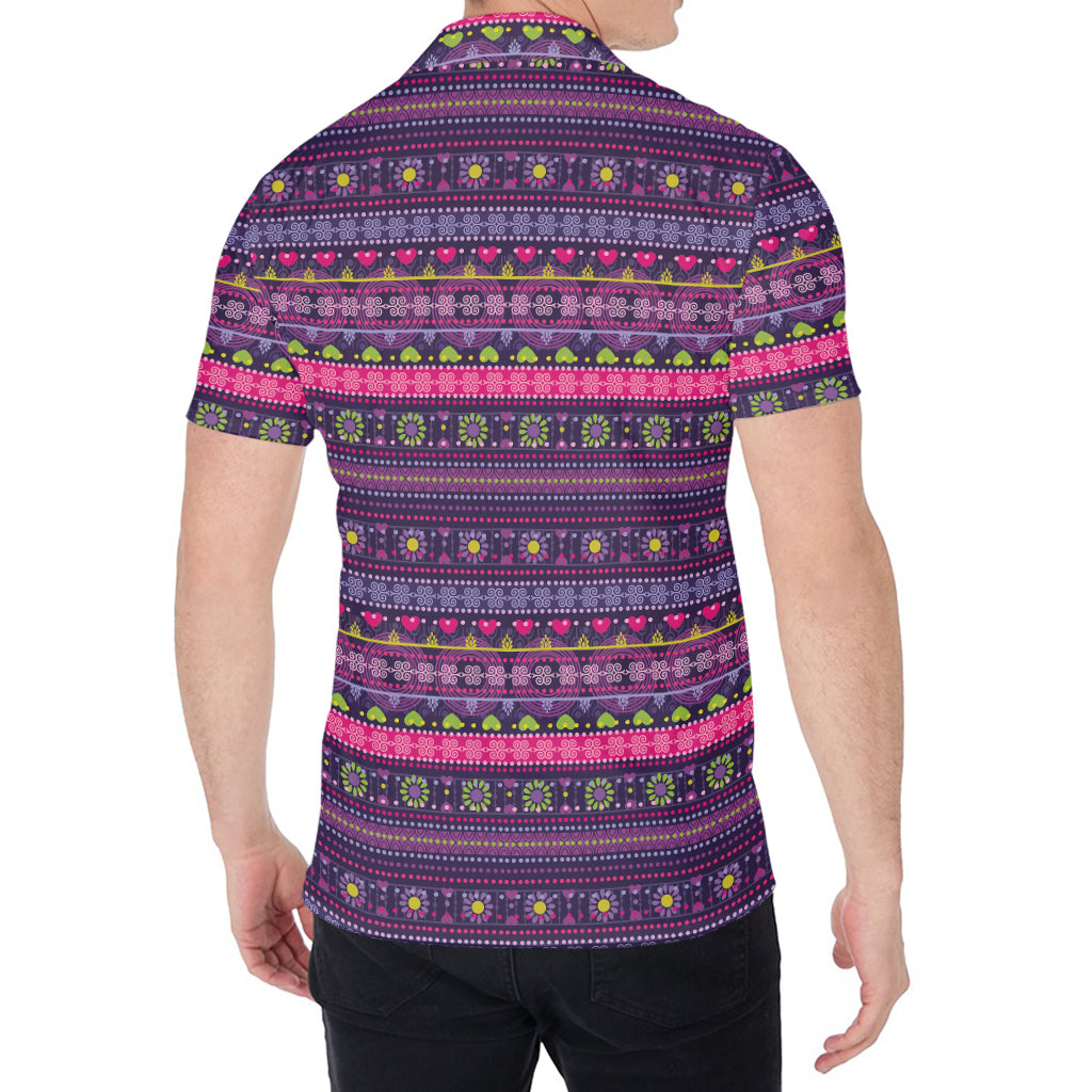 Purple Native Tribal Pattern Print Men's Shirt