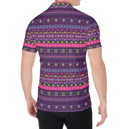Purple Native Tribal Pattern Print Men's Shirt