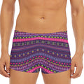 Purple Native Tribal Pattern Print Men's Short Boxer Briefs