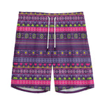 Purple Native Tribal Pattern Print Men's Sports Shorts