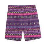 Purple Native Tribal Pattern Print Men's Sports Shorts