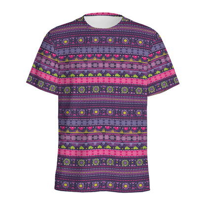 Purple Native Tribal Pattern Print Men's Sports T-Shirt