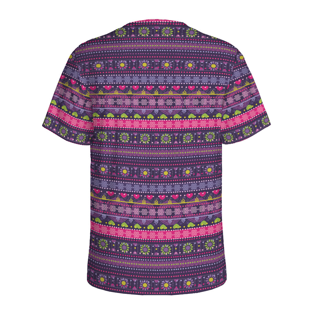 Purple Native Tribal Pattern Print Men's Sports T-Shirt