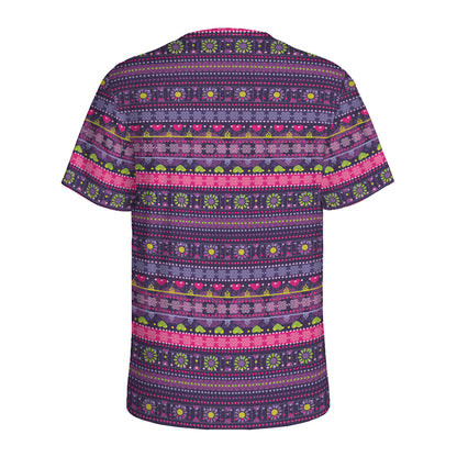 Purple Native Tribal Pattern Print Men's Sports T-Shirt