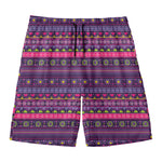 Purple Native Tribal Pattern Print Men's Swim Trunks